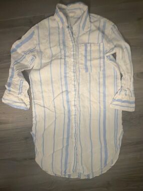 BOGO H&M Blue and White Striped beach long Linen Shirt